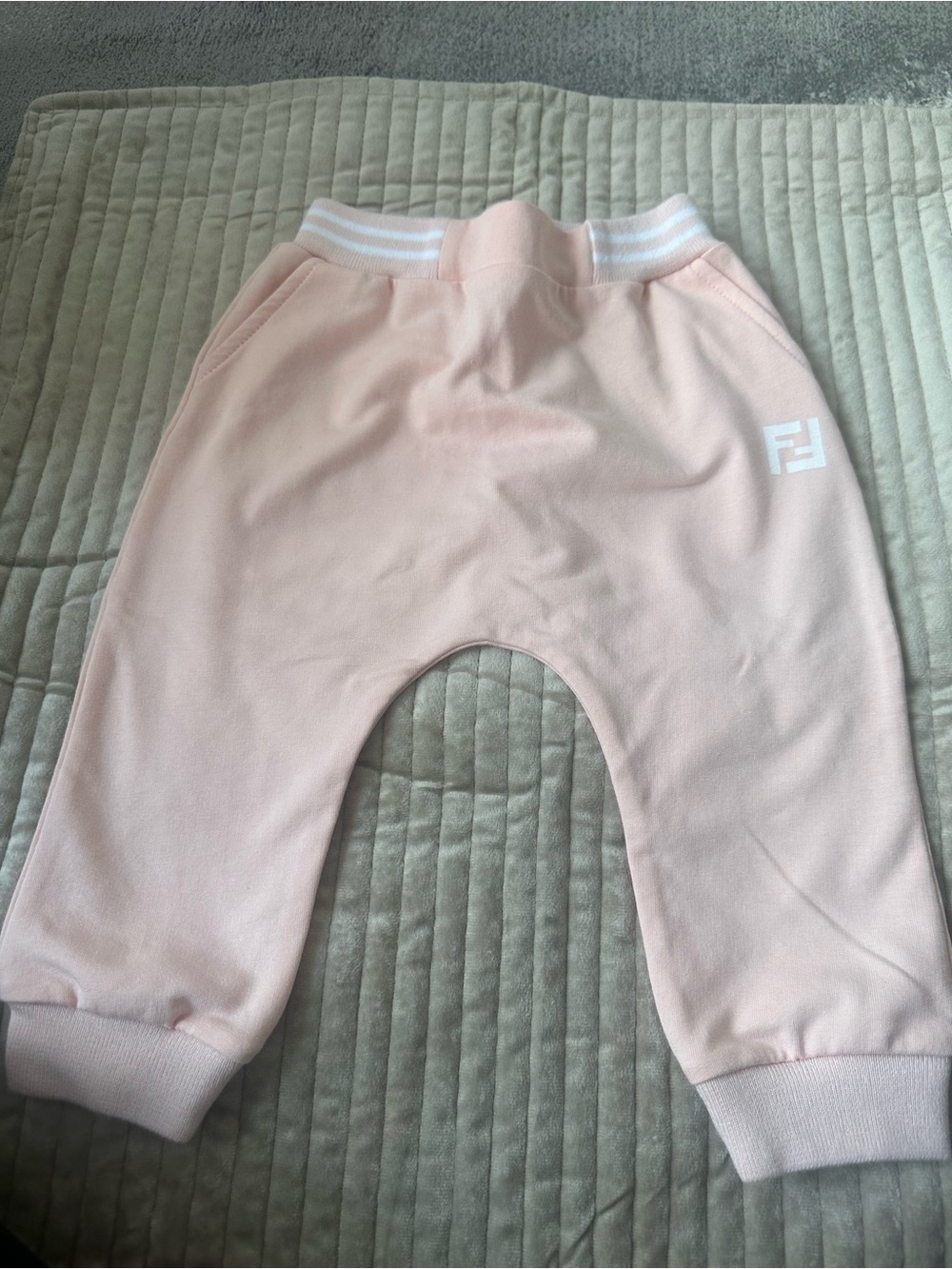 Fendi Pale Pink Kids Sweatpants with White Logo Trim